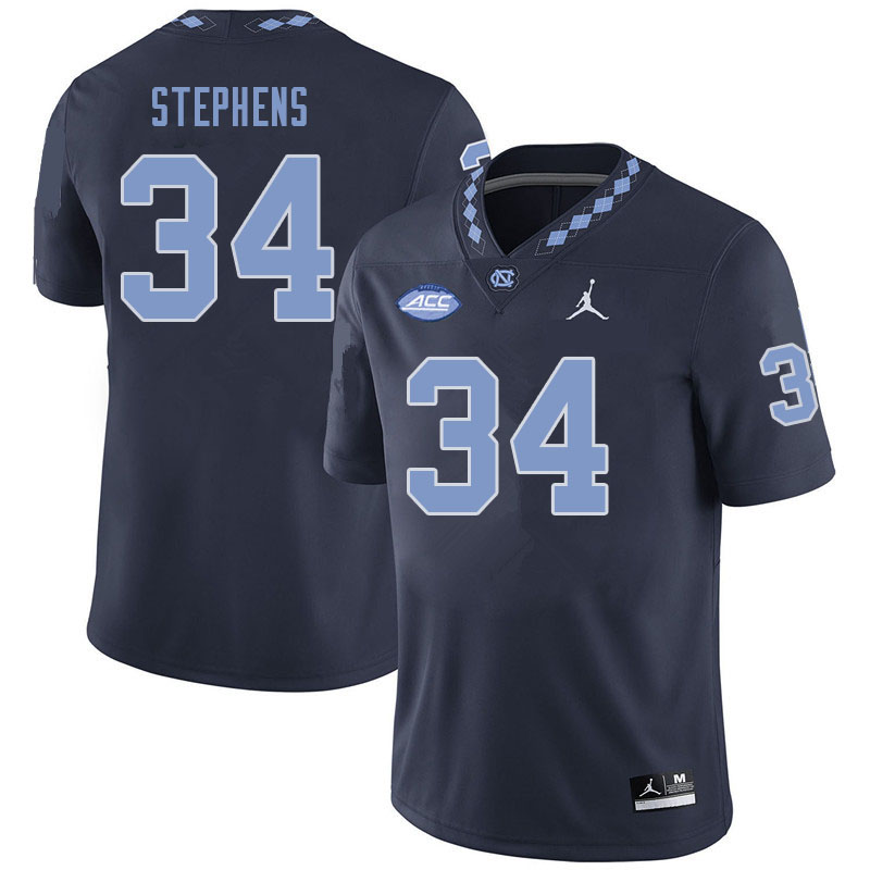 Men #34 Gabe Stephens North Carolina Tar Heels College Football Jerseys Sale-Navy